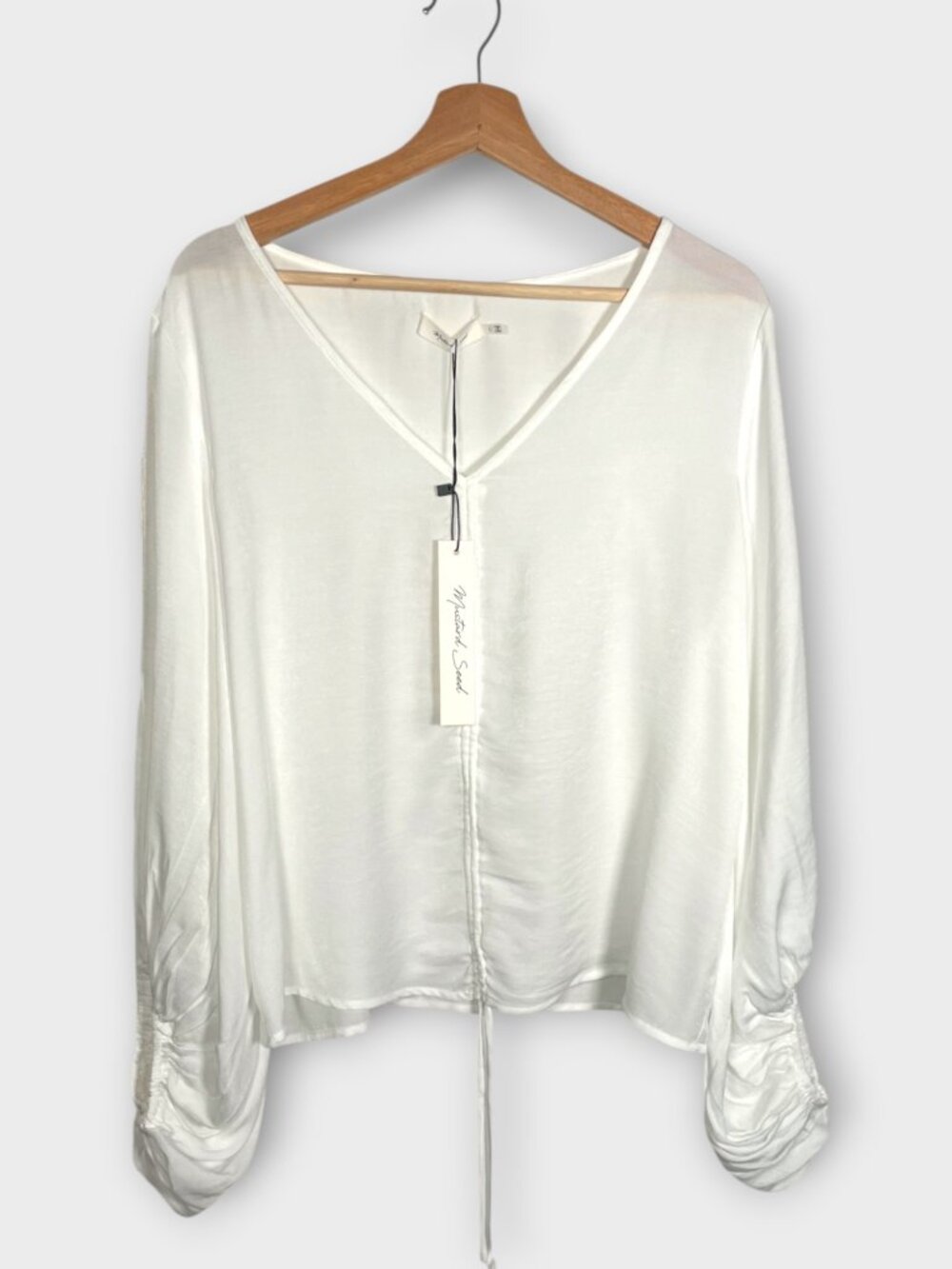 MUSTARD SEED White Popover Top Blouse L Boho Hippie Peasant NEW